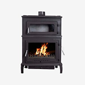 Plazma X Fırınlı, Yan Kapaklı,yan Camlı, Alttan Küllüklü Döküm Şömine Soba