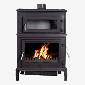 Volkan V-60h Üç Camlı Yan Kapak Fırınlı Döküm Şömine Soba