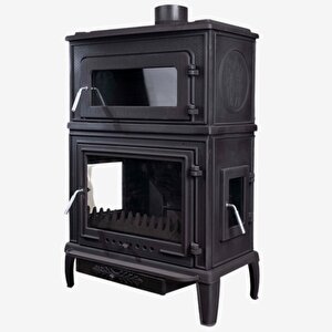 Volkan V-60h Üç Camlı Yan Kapak Fırınlı Döküm Şömine Soba