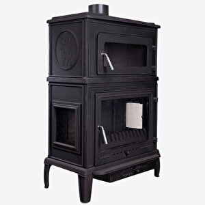 Volkan V-60h Üç Camlı Yan Kapak Fırınlı Döküm Şömine Soba