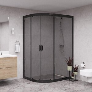 Black Solis 6mm Füme Cam Asimetrik Oval Duşakabin 80x120 cm