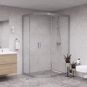 Silver Solis 6mm Şeffaf Cam Asimetrik Oval Duşakabin 100x130 cm