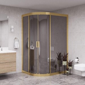 Gold Solis 6mm Reflekte Cam Asimetrik Oval Duşakabin 80x90 cm