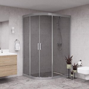 Silver Solis 6mm Füme Cam Asimetrik Oval Duşakabin 90x130 cm