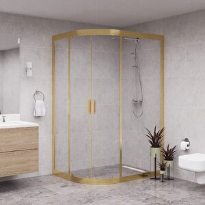 Gold Solis 6mm Şeffaf Cam Asimetrik Oval Duşakabin 100x120 cm