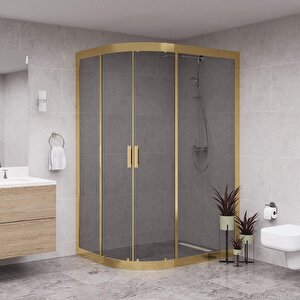 Gold Solis 6mm Füme Cam Asimetrik Oval Duşakabin 90x110 cm