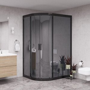 Black Solis 6mm Reflekte Cam Asimetrik Oval Duşakabin 100x130 cm