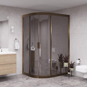 Bronze Solis 6mm Reflekte Cam Asimetrik Oval Duşakabin 80x140 cm