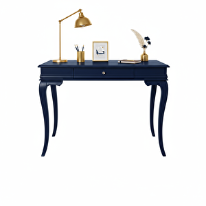 110 Cm Masif Rustik Lacivert Çalışma Masası