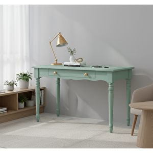 110 Cm Masif Su Yeşili Tornalı Çalışma Masası