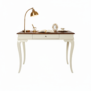 120 Cm Masif Rustik Krem Ceviz Çalışma Masası