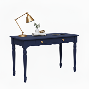 120 Cm Masif Lacivert Tornalı Çalışma Masası