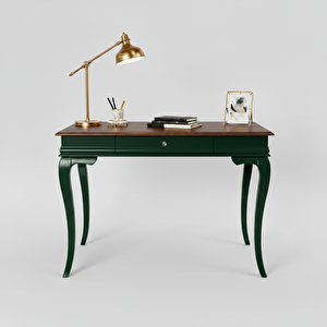 100 Cm Masif Rustik Yeşil Ceviz Çalışma Masası