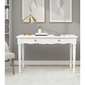 110 Cm Masif Beyaz Tornalı Çalışma Masası