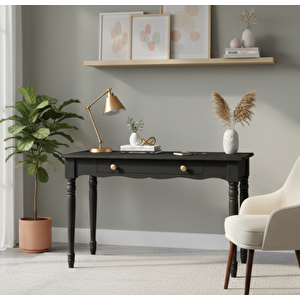 100 Cm Masif Siyah Tornalı Çalışma Masası