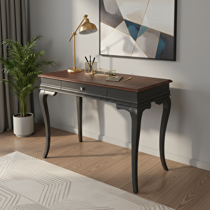 110 Cm Masif Rustik Antrasit Ceviz Çalışma Masası