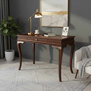 120 Cm Masif Rustik Koyu Ceviz Çalışma Masası