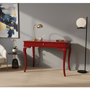 100 Cm Masif Rustik Kırmızı Çalışma Masası