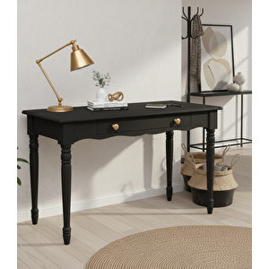 120 Cm Masif Siyah Tornalı Çalışma Masası