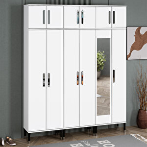 Demet-1-3-3-4-4-4 Ayaklı Aynalı Ayakkabılık Portmanto Vestiyer Dmt01