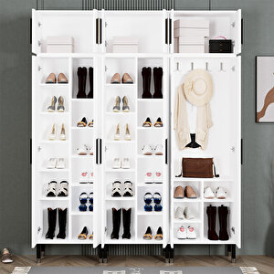 Demet-1-3-3-4-4-4 Ayaklı Aynalı Ayakkabılık Portmanto Vestiyer Dmt01