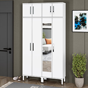 Buket-1-3-4-4 Ayaklı Aynalı Ayakkabılık Portmanto Vestiyer Bkt01