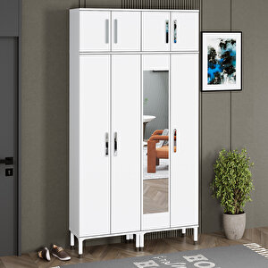 Buket-1-3-4-4 Ayaklı Aynalı Ayakkabılık Portmanto Vestiyer Bkt01