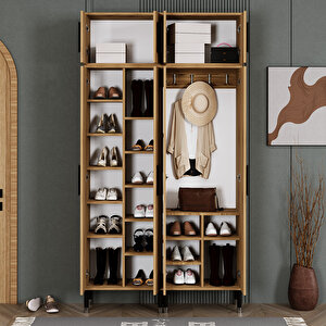 Demet-1-3-4-4 Ayaklı Aynalı Ayakkabılık Portmanto Vestiyer Dmt04