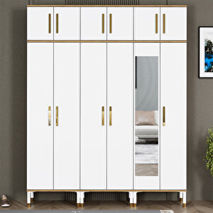 Buket-1-3-3-4-4-4 Ayaklı Aynalı Ayakkabılık Portmanto Vestiyer Bkt02