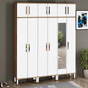 Buket-1-3-3-4-4-4 Ayaklı Aynalı Ayakkabılık Portmanto Vestiyer Bkt02