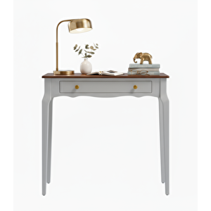 85 Cm Masif Konik Açık Gri Ceviz Dresuar