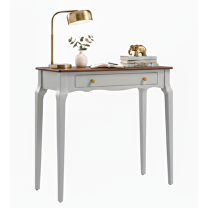 85 Cm Masif Konik Açık Gri Ceviz Dresuar