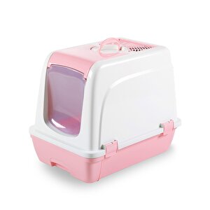 Orta Boy Çekmeceli Kapalı Kedi Tuvaleti Paspas Ve Kürek Hediyeli Pembe