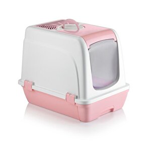 Orta Boy Çekmeceli Kapalı Kedi Tuvaleti Paspas Ve Kürek Hediyeli Pembe