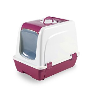 Orta Boy Çekmeceli Kapalı Kedi Tuvaleti Paspas Ve Kürek Hediyeli Fuşya