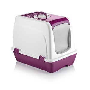 Orta Boy Çekmeceli Kapalı Kedi Tuvaleti Paspas Ve Kürek Hediyeli Fuşya