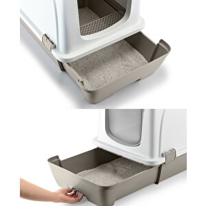 Orta Boy Çekmeceli Kapalı Kedi Tuvaleti Paspas Ve Kürek Hediyeli