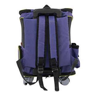 Reyo Brave Paws 4 Tekerlekli Frenli Yırtılmaz Plastik Fileli Kedi Ve Köpek Taşıma Çantası, Kedi Sırt Taşıma Çantası Mor