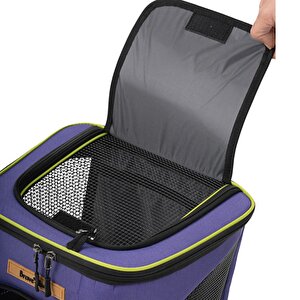 Reyo Brave Paws 4 Tekerlekli Frenli Yırtılmaz Plastik Fileli Kedi Ve Köpek Taşıma Çantası, Kedi Sırt Taşıma Çantası Mor
