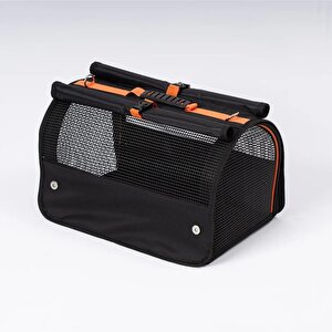 Brave Paws Flybag Plastik Yırtılmaz Fileli Kedi Ve Köpek Taşıma Çantası Seyahat Çantası Siyah 45x25x26cm