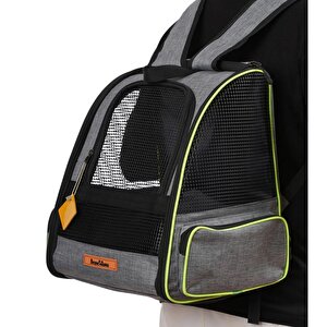 Brave Paws 2 Tekerlekli Yırtılmaz Plastik Fileli Kedi Ve Köpek Taşıma Çantası, Kedi Sırt Taşıma Çantası Gri