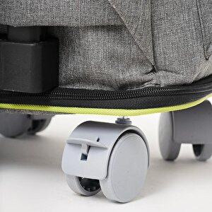 Reyo Brave Paws 4 Tekerlekli Frenli Yırtılmaz Plastik Fileli Kedi Ve Köpek Taşıma Çantası, Kedi Sırt Taşıma Çantası Gri