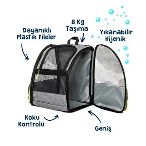 Reyo Brave Paws Plastik Fileli Piramit Model Yıkanabilir Kedi Ve Köpek Çantası Gri