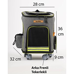 Reyo Brave Paws 4 Tekerlekli Frenli Yırtılmaz Plastik Fileli Kedi Ve Köpek Taşıma Çantası, Kedi Sırt Taşıma Çantası Siyah