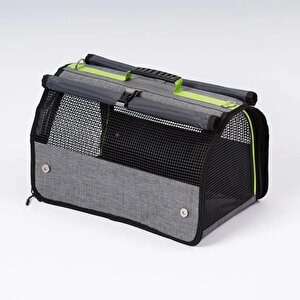 Brave Paws Flybag Plastik Yırtılmaz Fileli Kedi Ve Köpek Taşıma Çantası Seyahat Çantası Gri 45x25x26cm