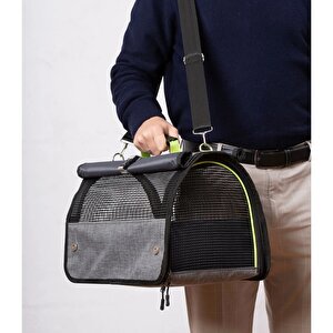 Reyo Brave Paws Flybag Plastik Yırtılmaz Fileli Kedi Ve Köpek Taşıma Çantası Seyahat Çantası Gri 45x25x26cm