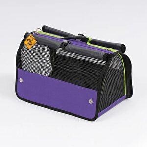 Brave Paws Flybag Plastik Yırtılmaz Fileli Kedi Ve Köpek Taşıma Çantası Seyahat Çantası Mor 45x25x26cm