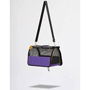 Brave Paws Flybag Plastik Yırtılmaz Fileli Kedi Ve Köpek Taşıma Çantası Seyahat Çantası Mor 45x25x26cm