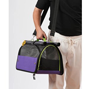 Reyo Brave Paws Flybag Plastik Yırtılmaz Fileli Kedi Ve Köpek Taşıma Çantası Seyahat Çantası Mor 45x25x26cm