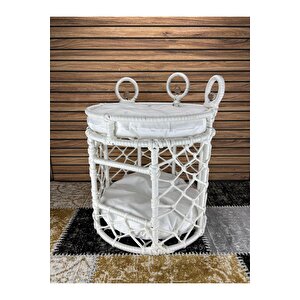 Lüxperi Kristal Taşlı İki Katlı Kedi Yatağı, Kedi Ranzası Beyaz